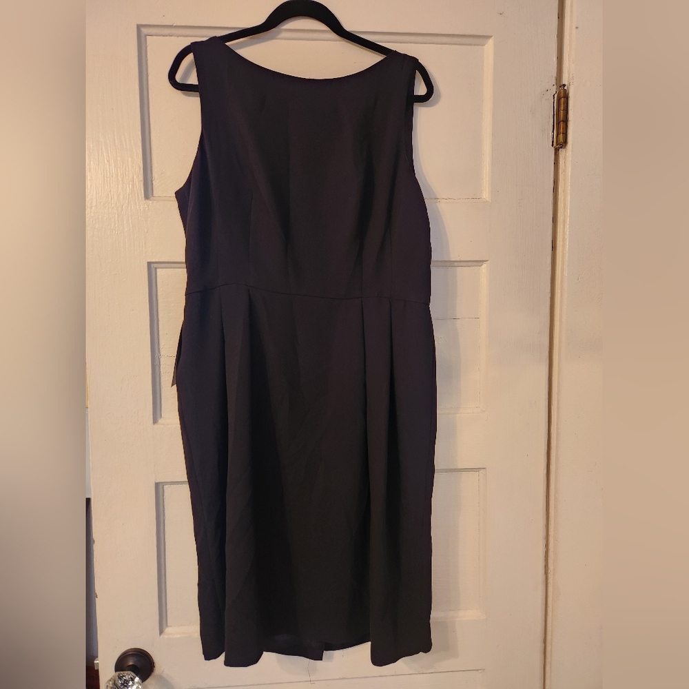 Ann Taylor Sheath Dress, Black, Sz 14 Boatneck, Sleeveless NWT Career, Wedding